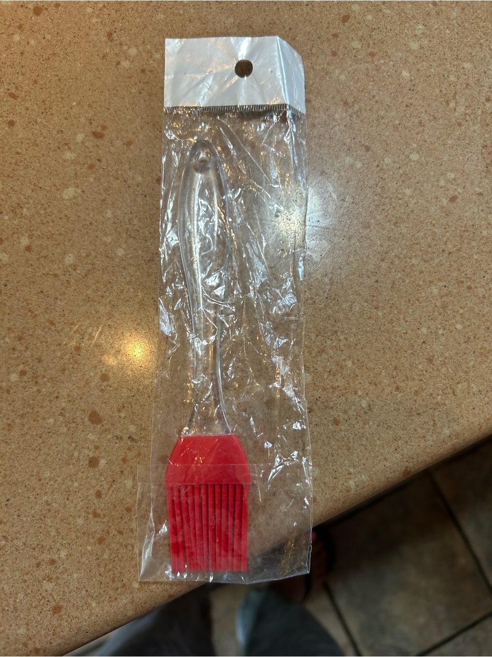 Red Silicone Pastry/Basting Brush with Clear Handle, new in sealed packaging.